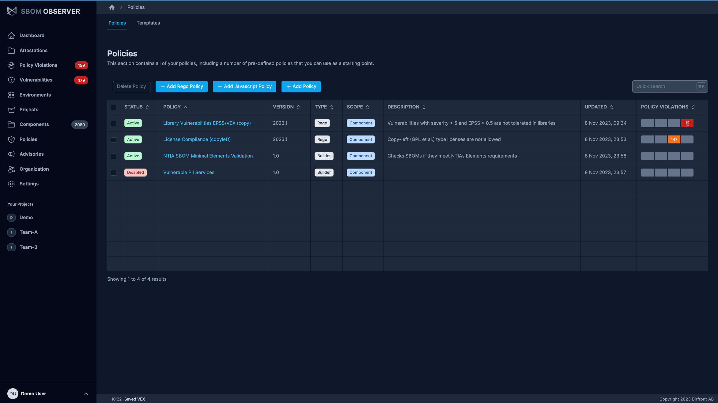 Policy engine & automated enforcement