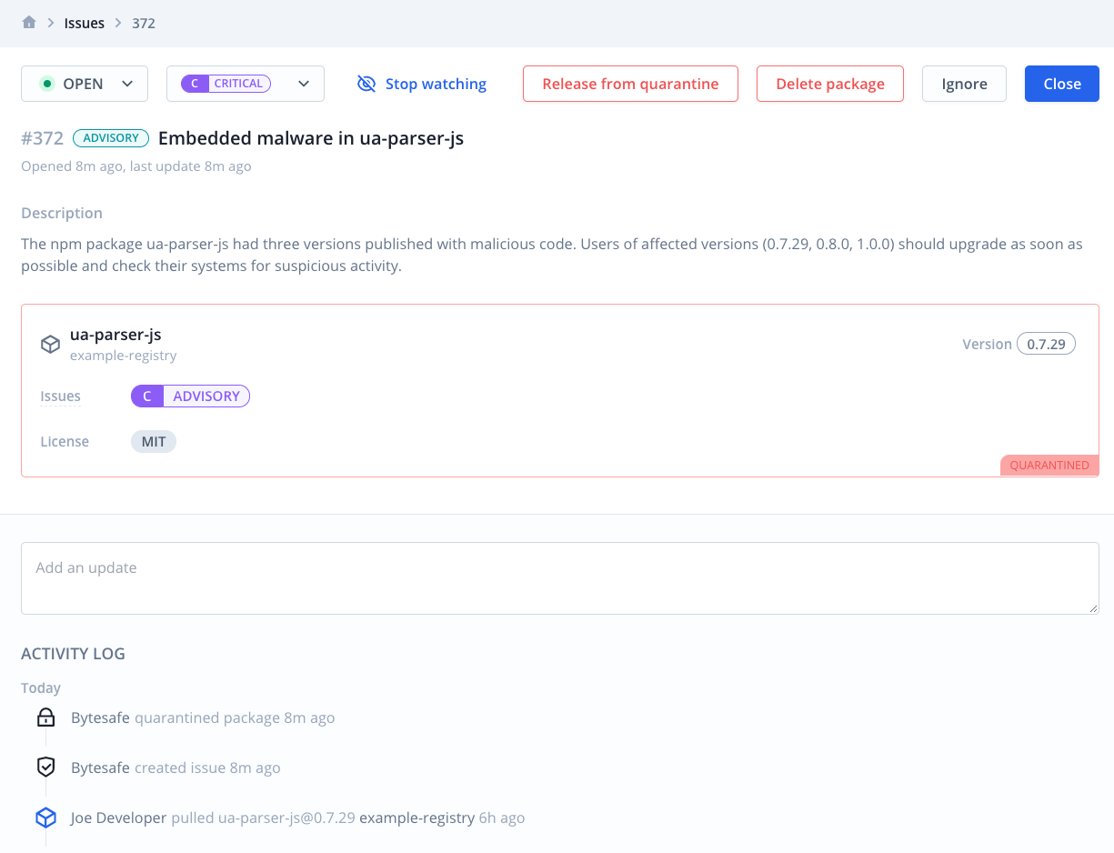 Track activity for security issues