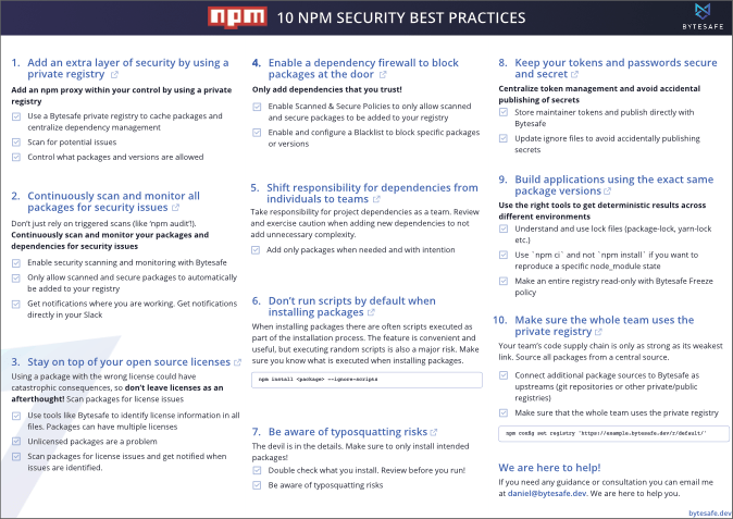 Free PDF with 10 npm best practices