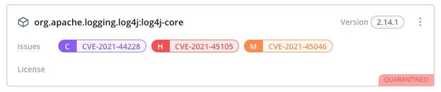 log4j version quarantined in Bytesafwe