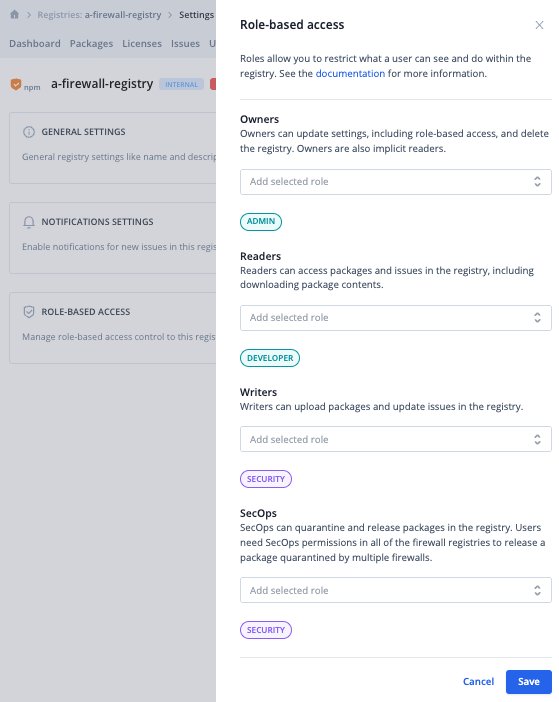 Role-Based access to registries and repositories